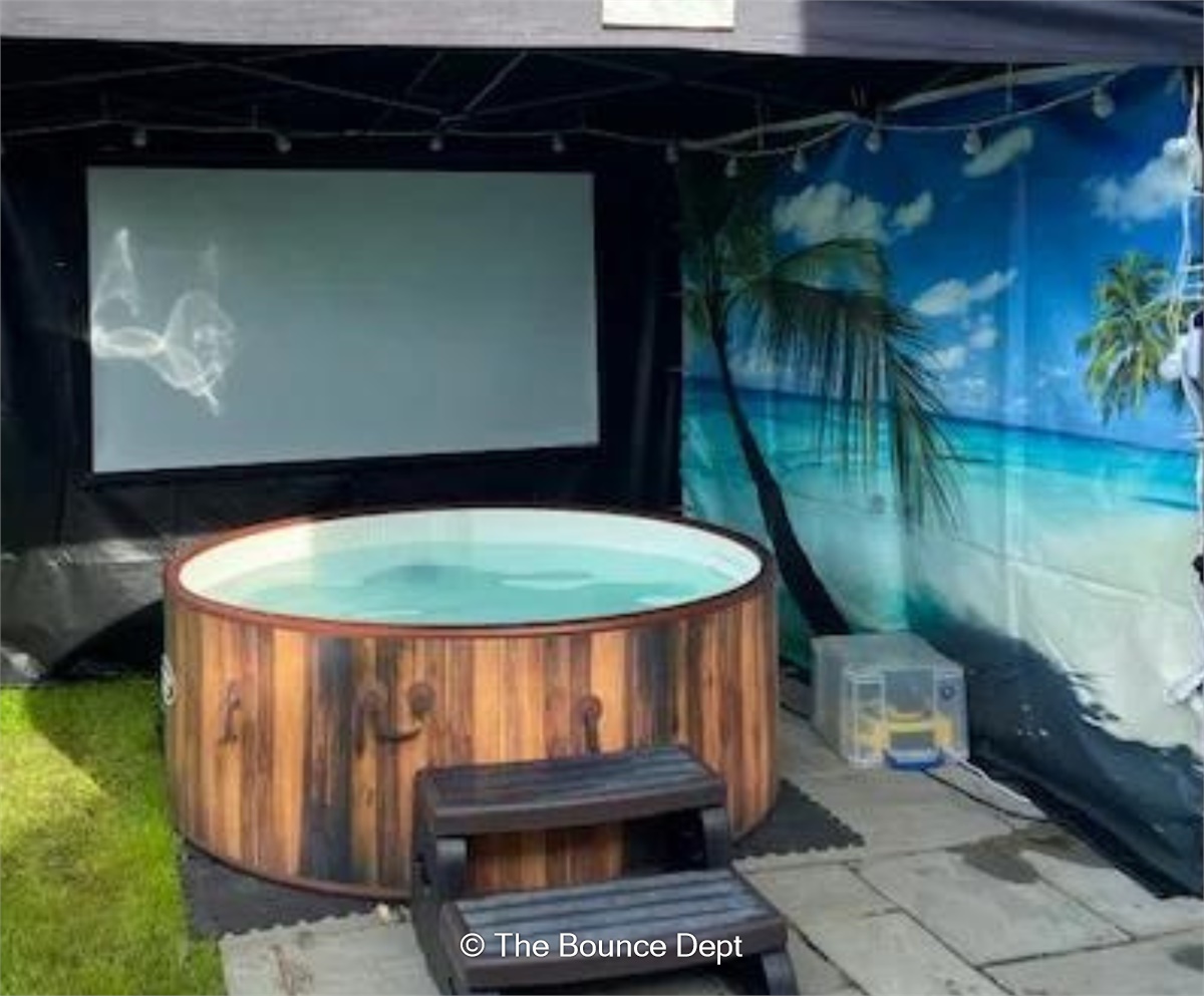 Hot Tub, Gazebo with Cinema Package (3 or 4 Day Hire) Bouncy Castle